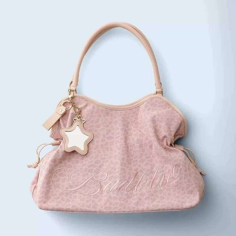 Korean Retro Leopard Print Tote Women Patchwork Large Capacity Shoulder Bag Ladies Hot Girl Y2K Harajuku Sweet Underarm Bags C260204