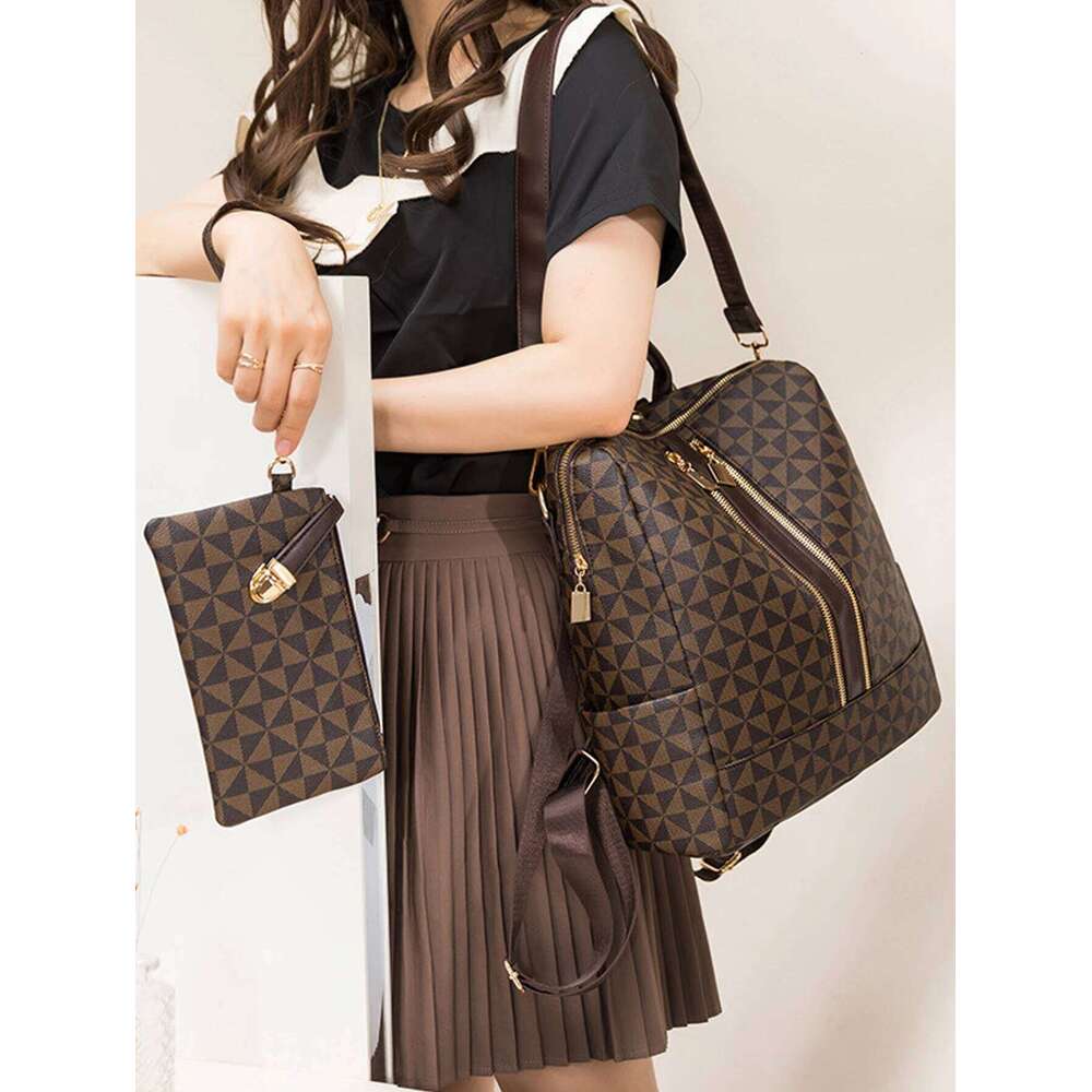 2pcs Backpack And Handbag Set, For Women, Waterproof Double Shoulder Crossbody Bag, Women's Travel Send Co Z260204