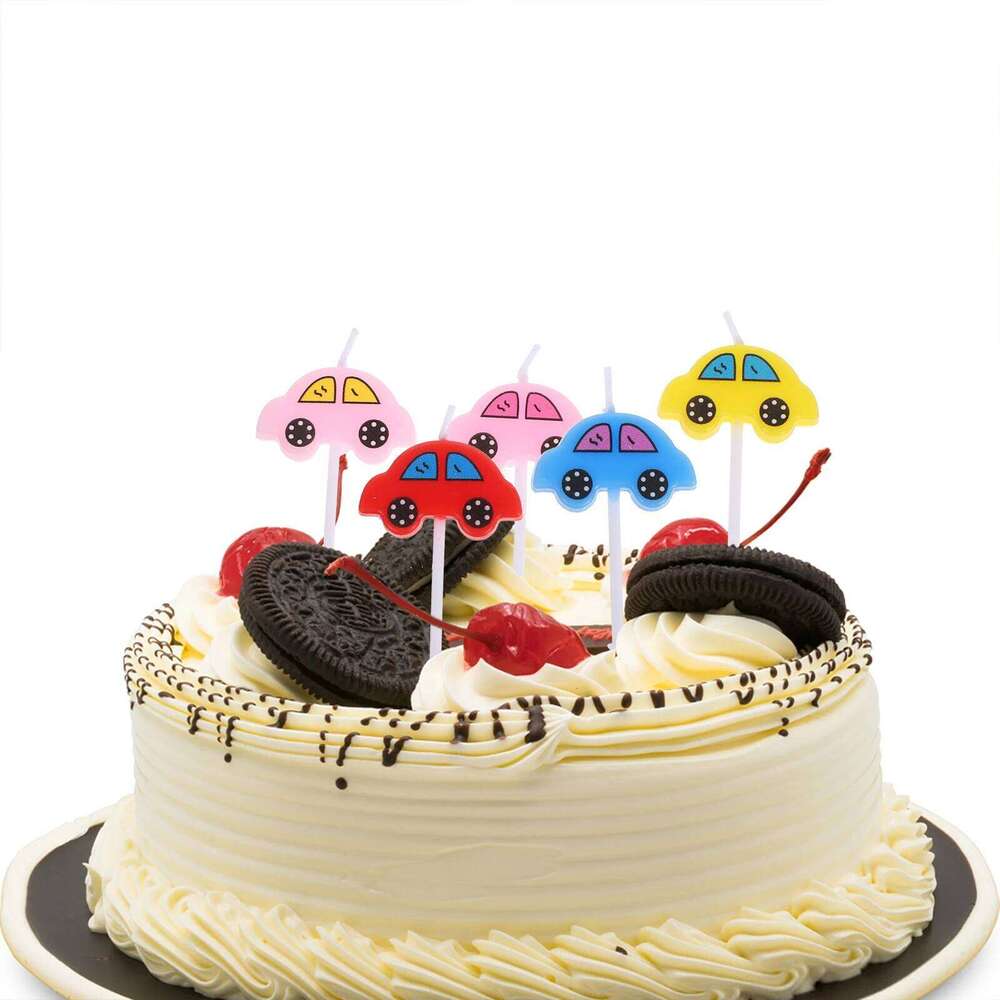5 Pcs Cake Mini Car Birthday Candles for Flashing Cartoon Topper Decoration Baby S260204