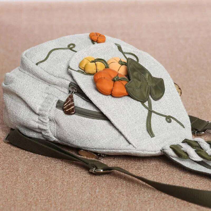 3D Pumpkin Pattern Women Travel High Quality Luxury Linen Female Fashion Prettry Style Girls Daypack Backpack Z260202
