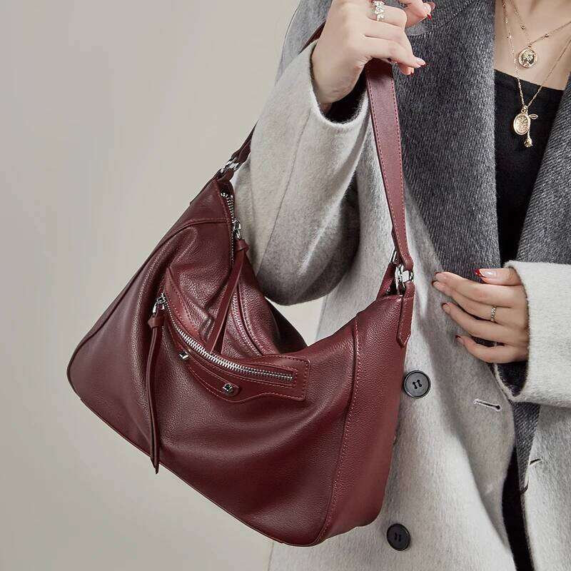 Hifashion Cowhide Genuine Leather Crossbody Shoulder Bags For Women 2025 Luxury Designer Shopper Totes Soft Hobo Ladies Handbags C260204