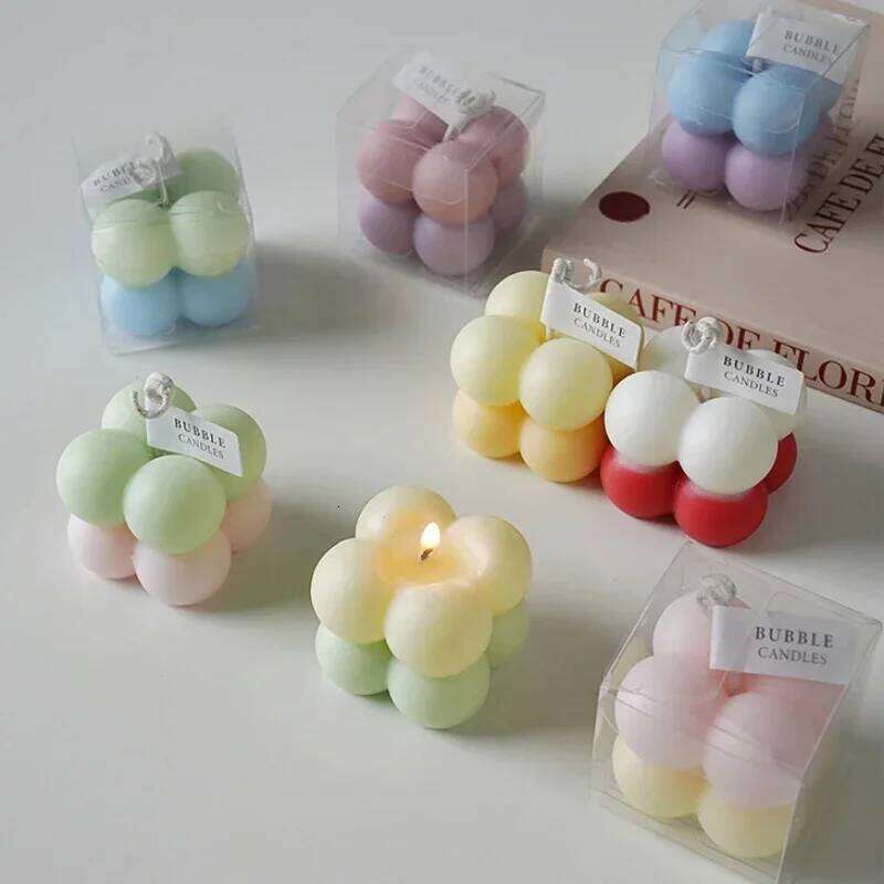 Ins Cube Scented Candles Home Decoration Velas Rose Aromatherapy Art Candle Mini Date Room Wedding Decoracin Gift Paraffin Wax S260204