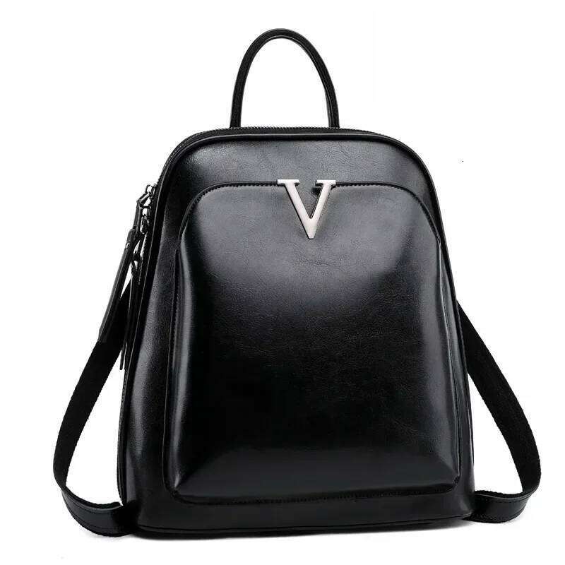 New Oil Wax Cowhide Women Rucksack Single Shoulder Bags Simple Fashion Knapsack Grils School Daypack Genuine Leather Backpack Z260202