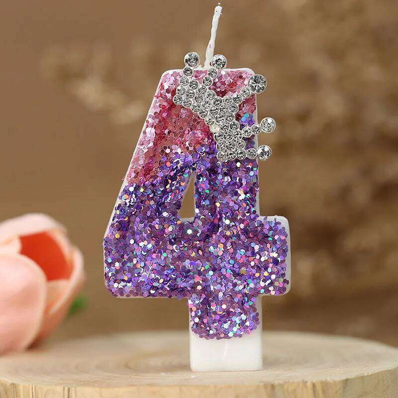 2nd Cake Topper Colour Changing Creative Number 2 Candle Princess Crown Girl 1st Happy Birthday Party Decoration S260204
