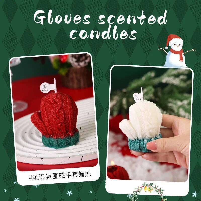 2pcs Gloves Fragrance Holiday Souvenir Candle Aromatherapy Christmas Creative Ornament Decoration S260204