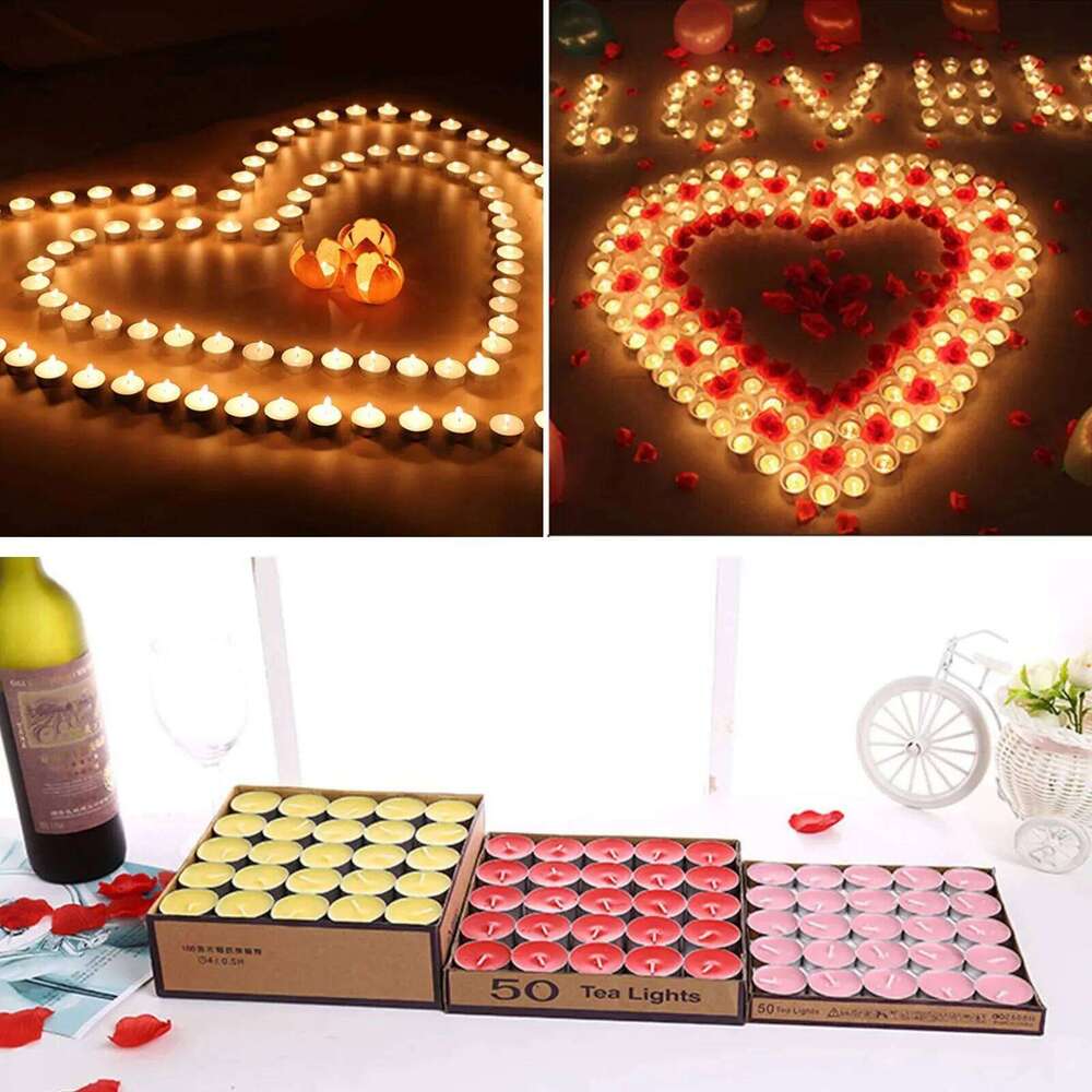 Wedding Circular Tea Restaurant Heat-Retaining Proposal Picture Small Blessing Lighting Emergency Wax Candles S260204