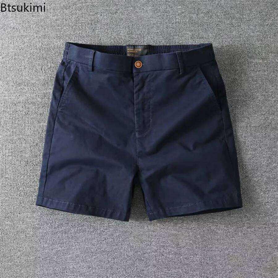 Men's Summer Casual Shorts Pure Cotton Solid Color Stretchy Straight Trendy Hight Elastic Waist Quarter Beach Pants XJ260204 - view 7