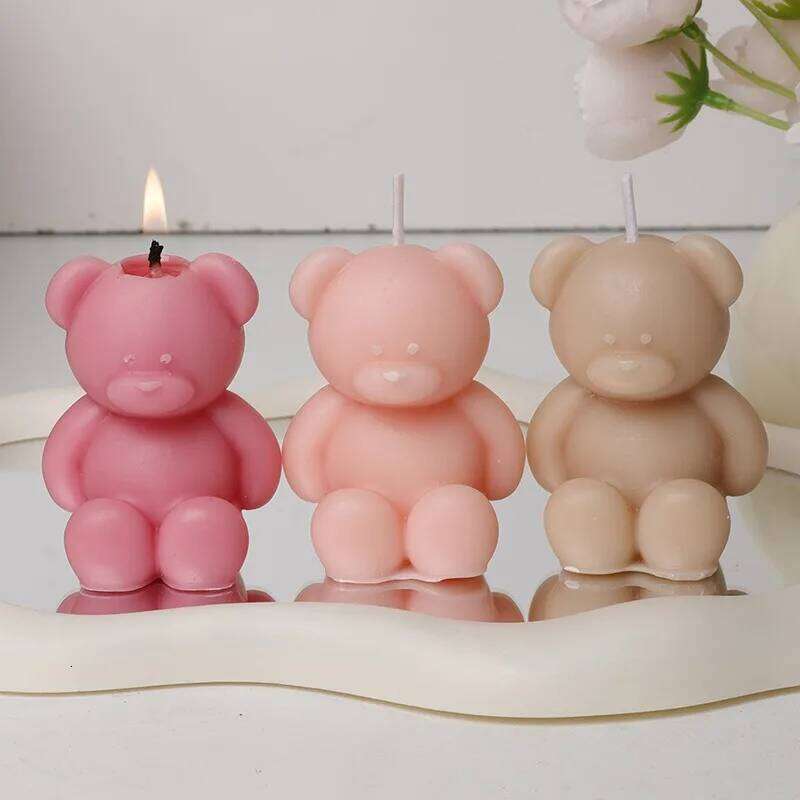 Aromatherapy Cute Bear Soy Wax Scented Candles Live Room Birthday Party Wedding Decorations Tabletop Ornaments S260204