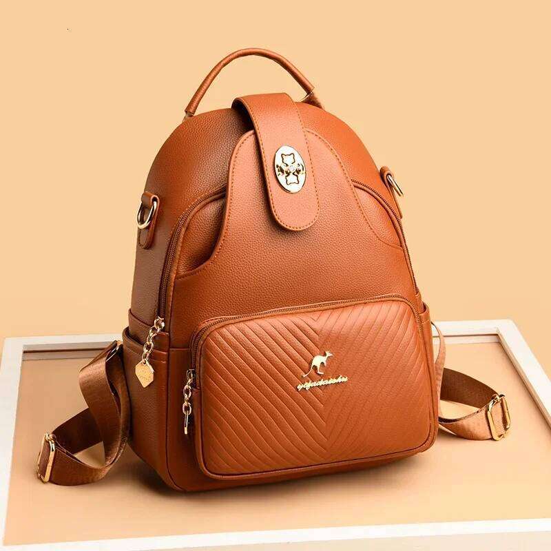 2024 New Fashionable Women's Backpack High Quality Soft Leather Women Shoulder Bag Famous Luxury Brand Female Handbag Sac A Main Z260202