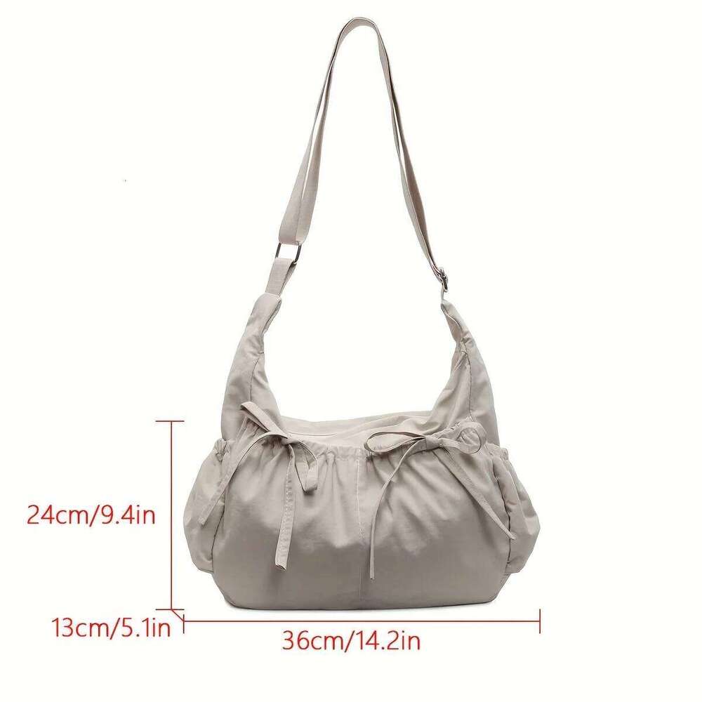 Large Capacity Women's Shoulder Bags Lightweight Nylon Pleated Crossbody Multiple Pockets Hobo Bag For Women Commuting C260204