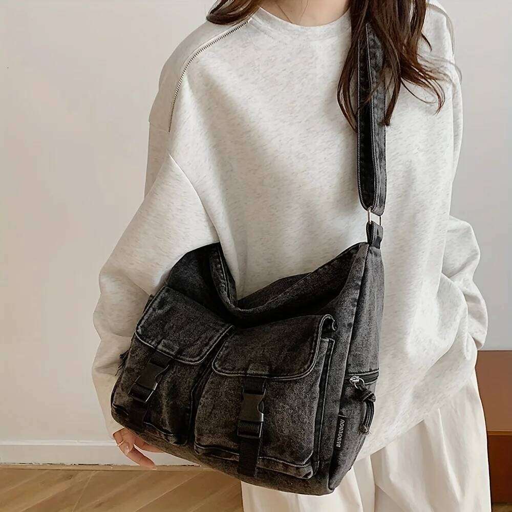 Denim Women's New Trendy Fashion Class Commuting Shoulder Large Capacity Crossbody Bag C260204