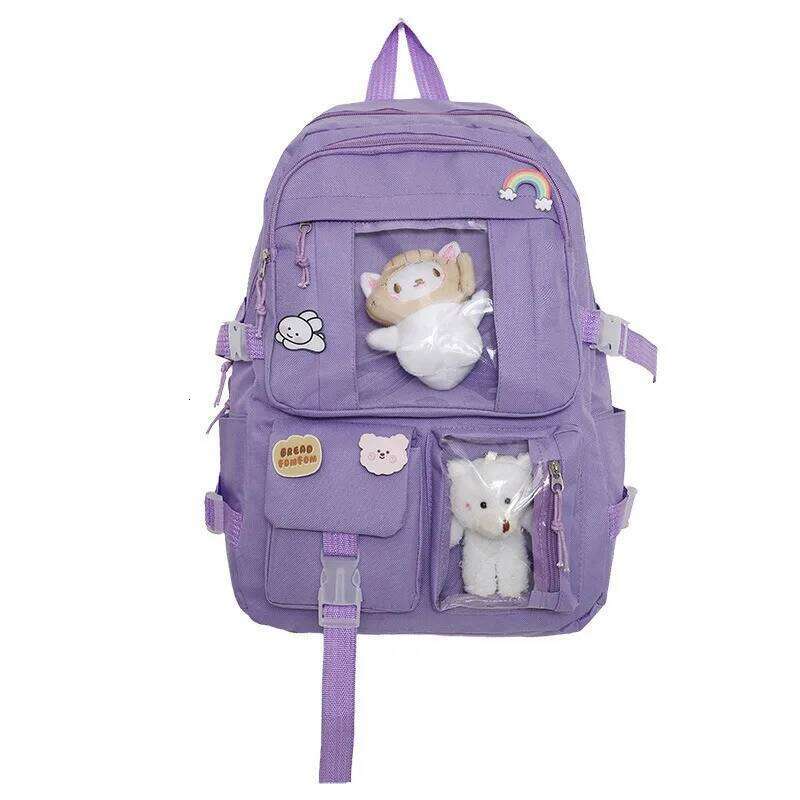 Popular Pink Purple Color Girls High Student Backpack Cute School Bags Without any accessory version Z260202
