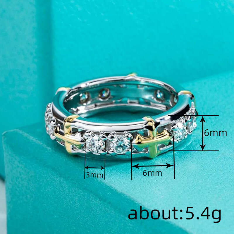 Two-Tone Ring with Zirconia Streetwear Jewelry for Women