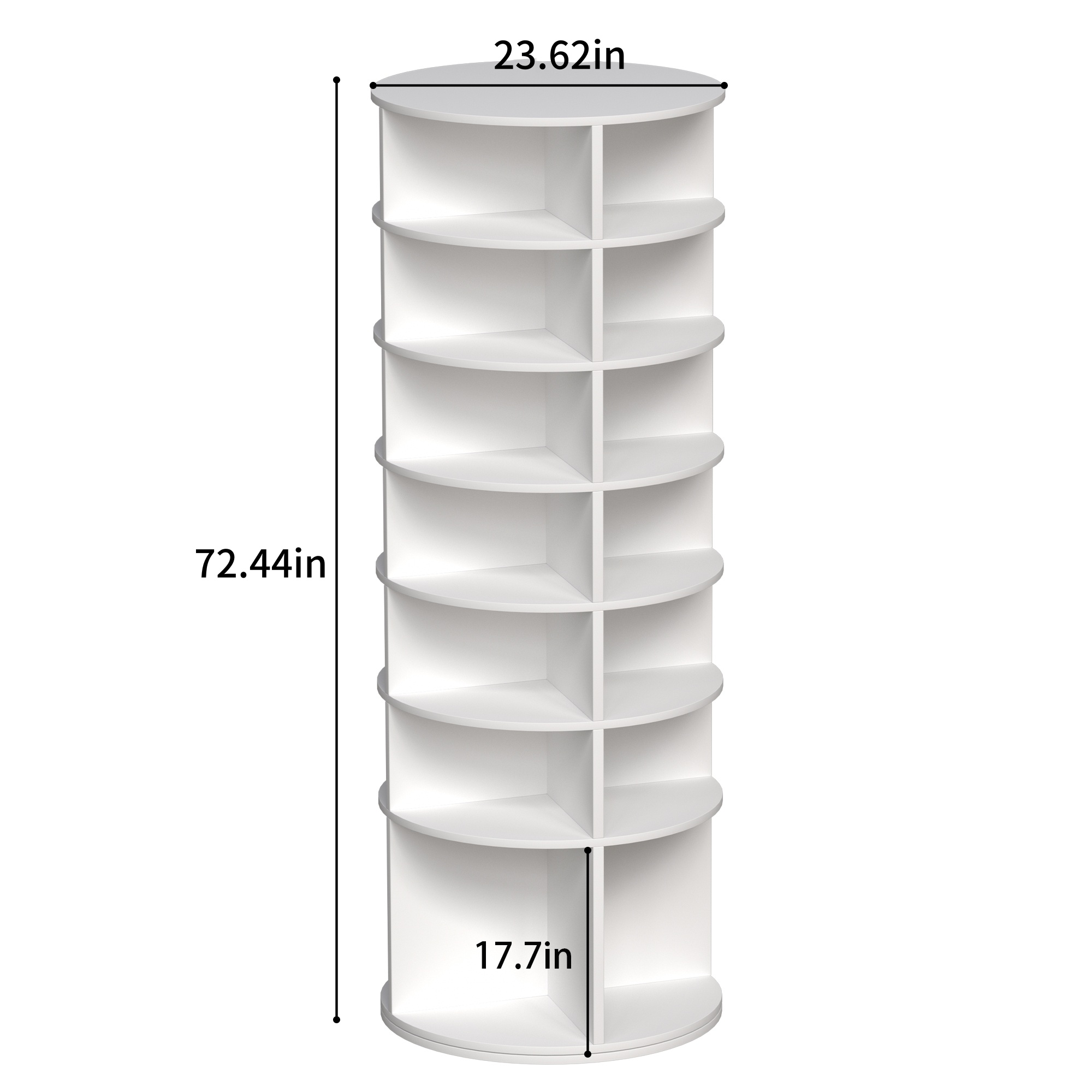 Rotating Shoe Rack Tower 7-Tier Spinning Shoe Rack Free Standing 360° Revolving Shoe Organizer High Bottom Design Shoe Tower Spinning Storage Fits 28 