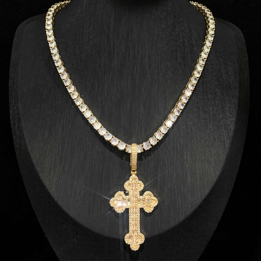 New Style Cloud Cross Inlaid Diamond European and American HipHop Tennis Chain Trendy Pendant Necklace