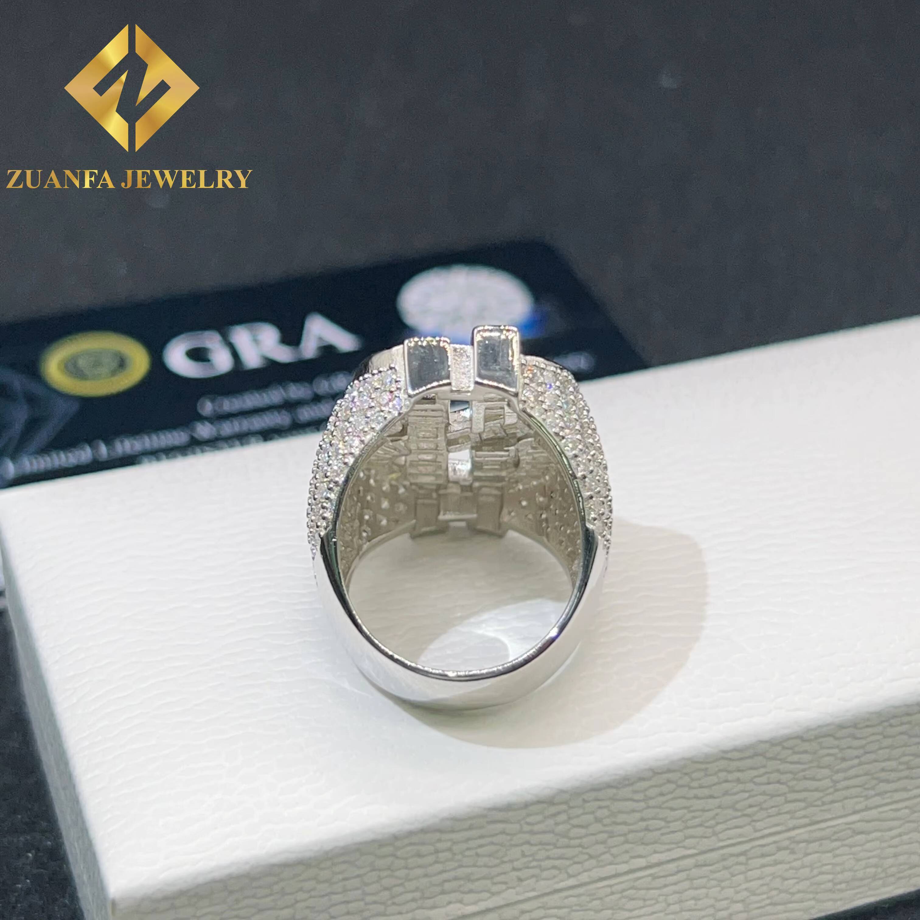 Hiphop 925 Sterling Silver Moissanite USD Dollar Symbol Ring Custom Ice Out Men Moissanite Ring Daily Wear