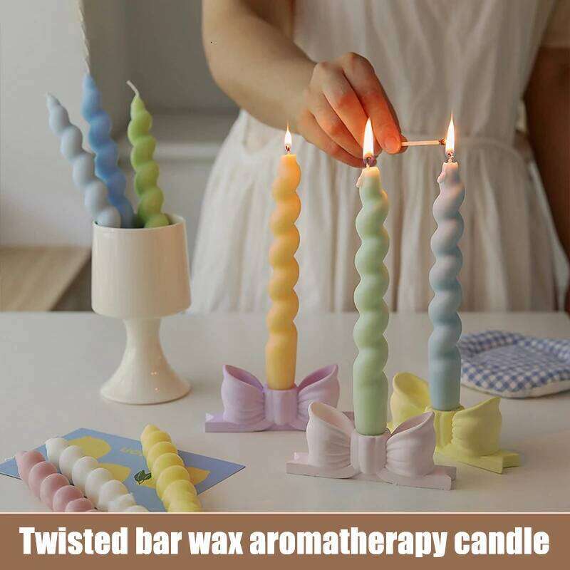 Ins Style Spiral Long Stem Candle Aromatherapy Wedding Birthday Candles Smokeless Soy Wax DIY Party Home Decoration S260204