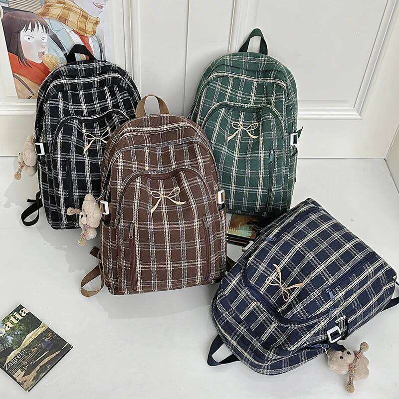 Oxford Embroidery Bow Plaid Fashion 2026 Quality Simple Bags High Capacity Commuting Durable Versatile Backpacks Z260204
