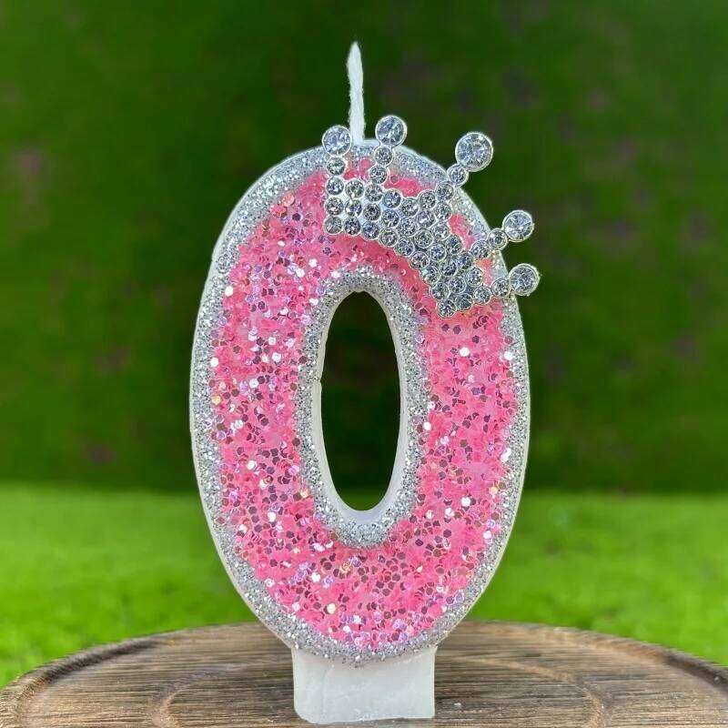 New handicraft Creative 0-9 Pink Number crown Birthday candle With Drip-Prevention Tray Party Anniversary Cake Decoration S260204