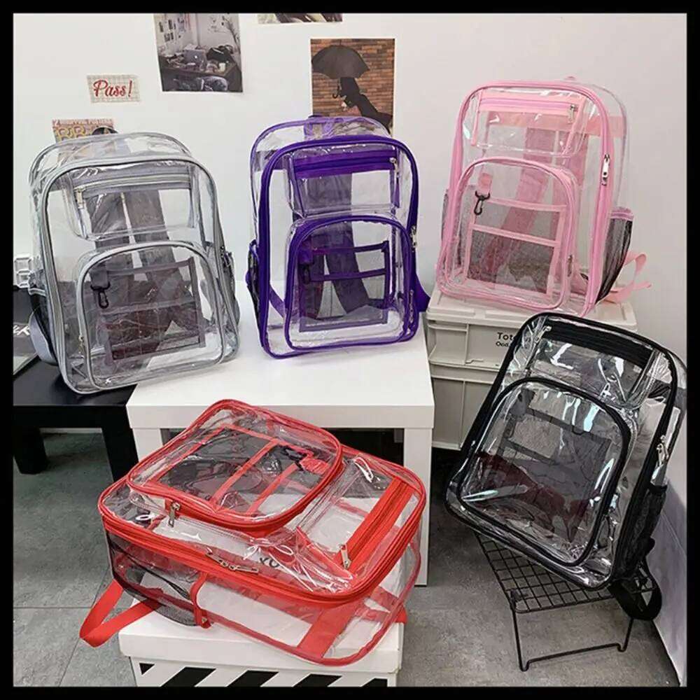 PVC Clear Large Capacity Waterproof Students Bookbag with Multi-pockets See Through Transparent Backpack School Z260202