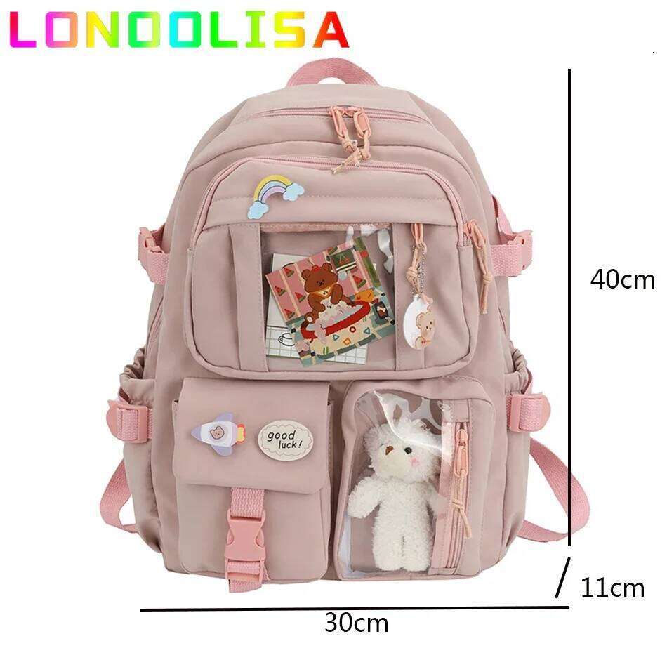 Cute Women Backpack Waterproof Multi-Pocket Nylon School Bagpacks for Student Female Girls Kawaii Laptop Book Pack Mochilas Z260204