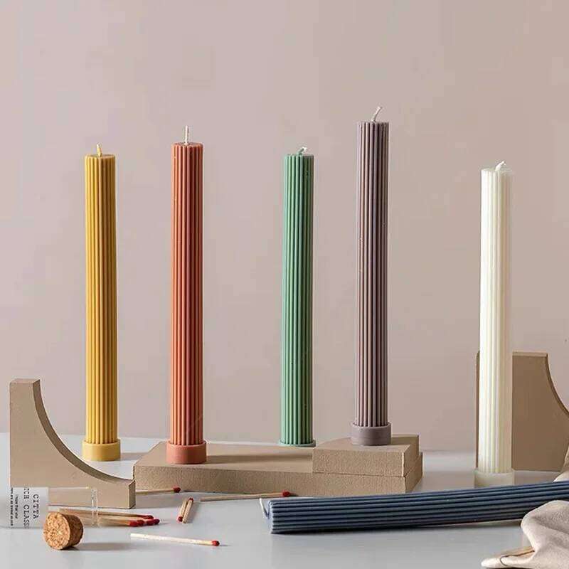Candy-colored solid aromatherapy romantic pole soybean wax banquet candlelight dinner decorative plant long candle S260204