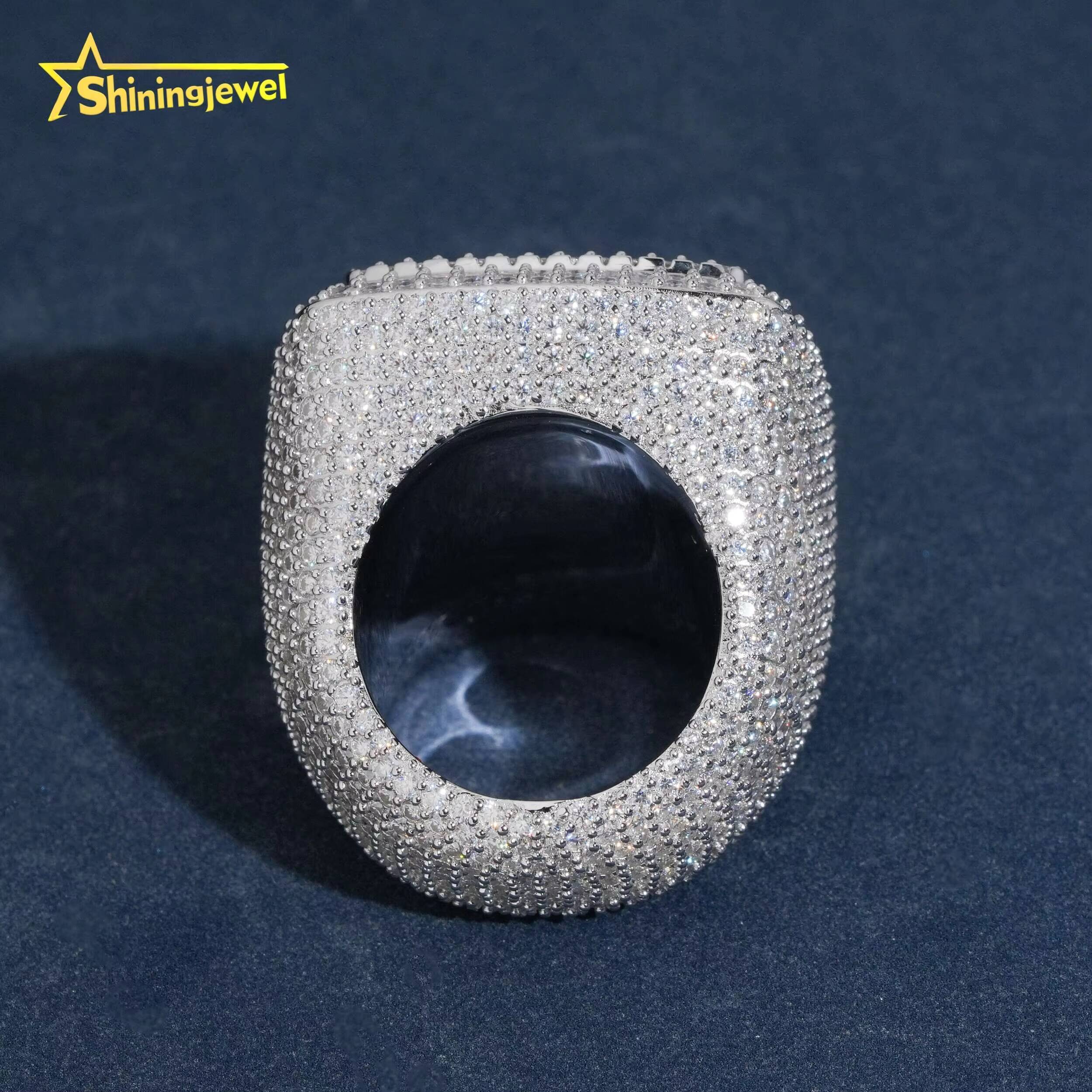 Chunky Heavy Championship Ring Baguette Pass Diamond Tester Hip Hop Jewelry 925 Fully Iced Out Jewelry Ring Moissanite Men