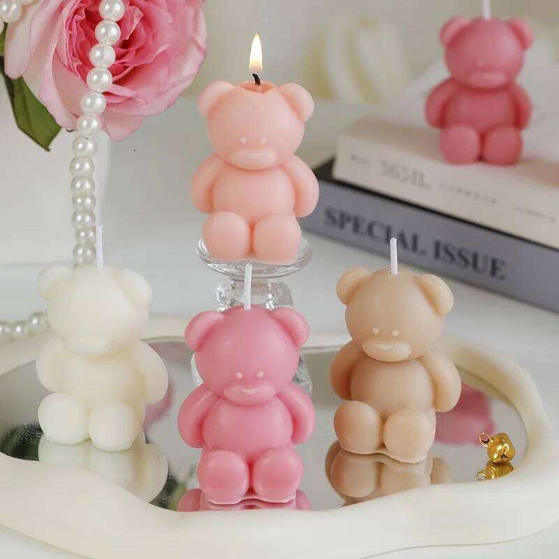 Aromatherapy Cute Bear Soy Wax Scented Candles Live Room Birthday Party Wedding Decorations Tabletop Ornaments S260204