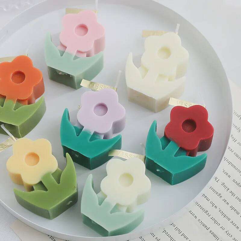 INS Scented Wax Candle Korean Home Decoration Flower Ornament Fragrance Handmade Floret Candles Candlestick Decorations S260204