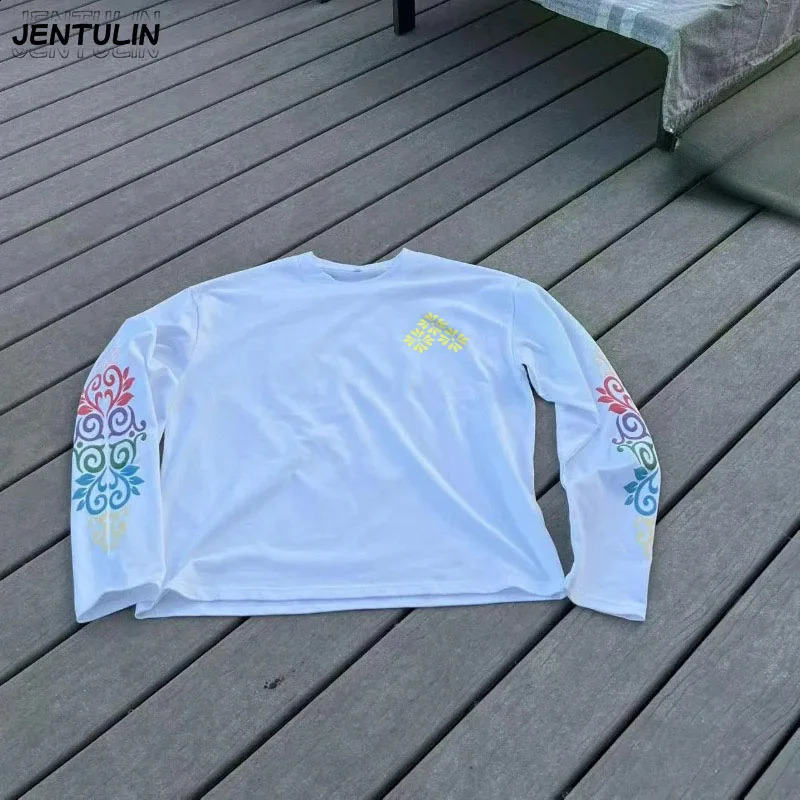 High Quality Mens Korean Style Comfortable Breathable Round Neck Long Sleeved T-shirt Summer Fashion Printed Outdoor Top 260118