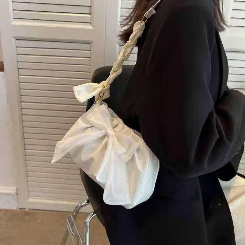 Women's Armpit Pack Butterfly Knot Decoration Single Shoulder Bags Niche Versatile Handheld Solid Small Square Bag C260204