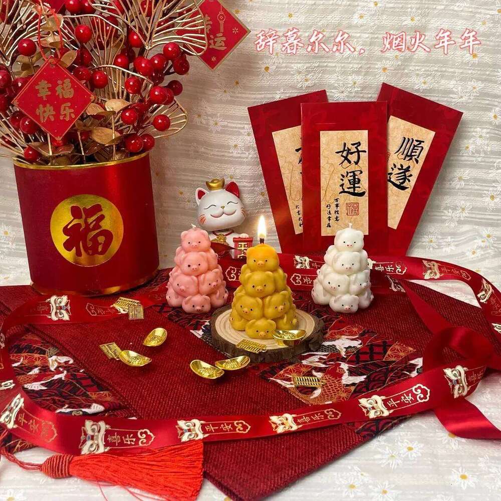 Pig Tower Aromatherapy Candle Spring Festival Birthday New Year for Girlfriend Friend Wedding Companion Gift S260204