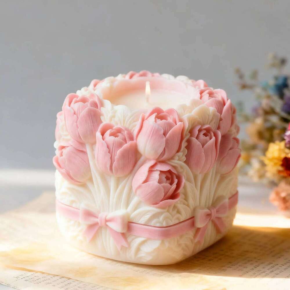 Tulip Flower Ball Candle Floral Sphere Silicone Mold DIY Aromatherapy Wax Plaster Diffuser Stone Home Decor S260204