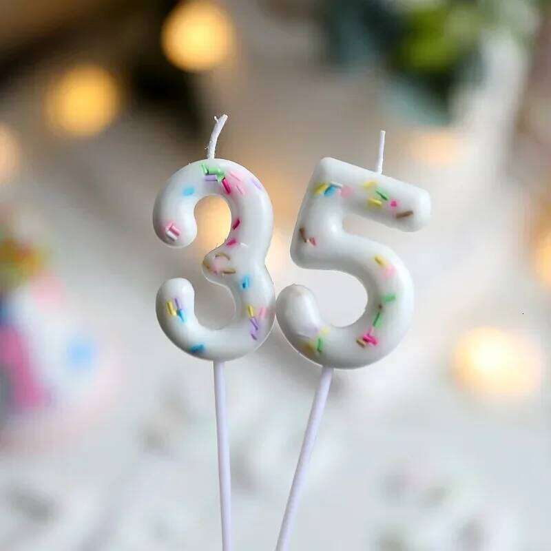 Ice Cream Number Baking 0-9 Wax Candles Digital Topper Kids Children Birthday Party Cake Decoration S260204