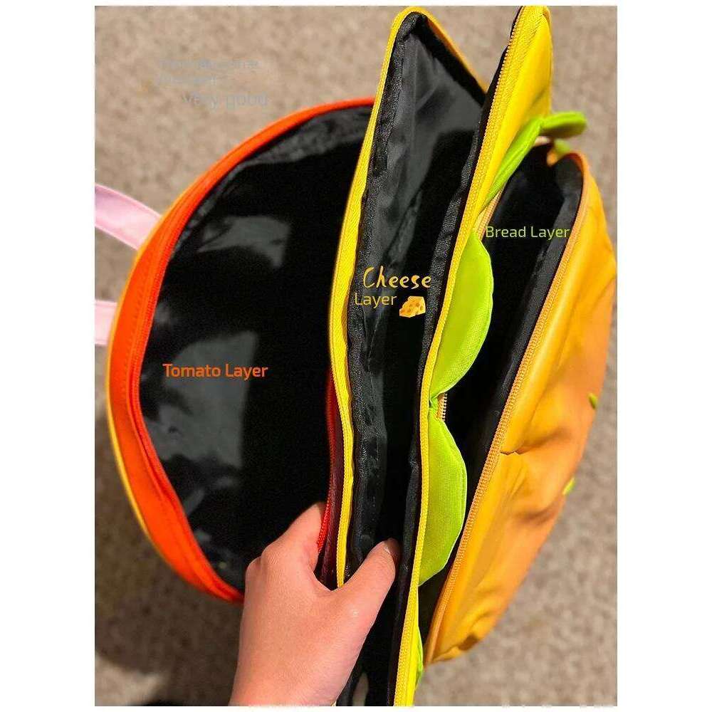 PU Cheeseburger Large Capacity Bag Casual Backpack Cute Hamburger Daypack for Sudent Traveling Shopping Vacation Z260204