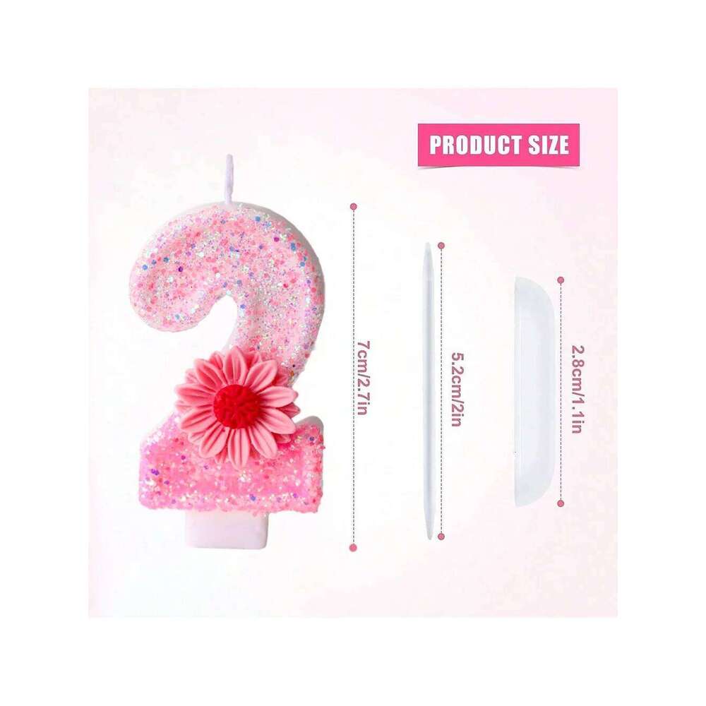 Number Candles, Pearl Happy Cake Candles for Ins Pink Theme Birthday Party Decoration,Handmade Sequin N S260204