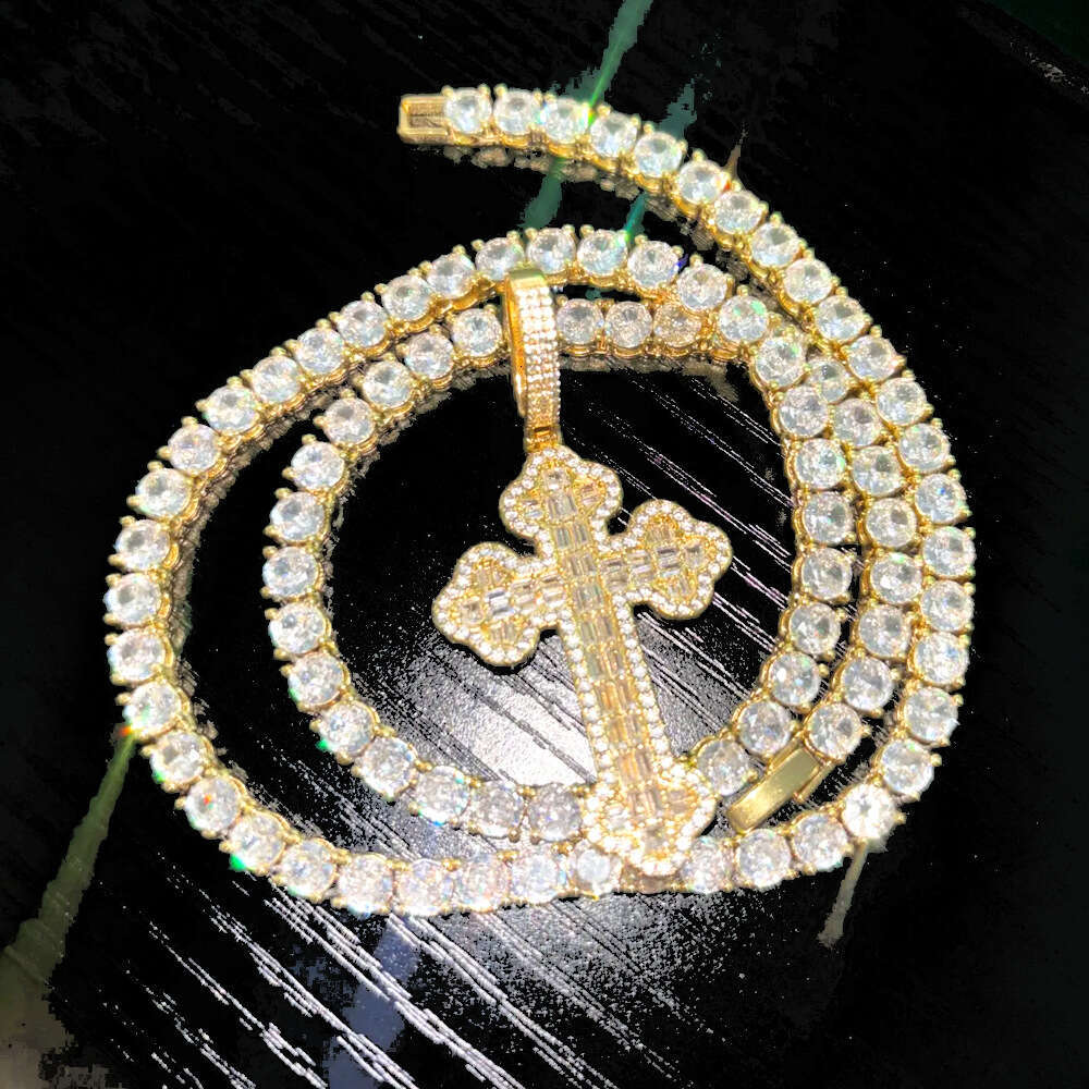 New Style Cloud Cross Inlaid Diamond European and American HipHop Tennis Chain Trendy Pendant Necklace