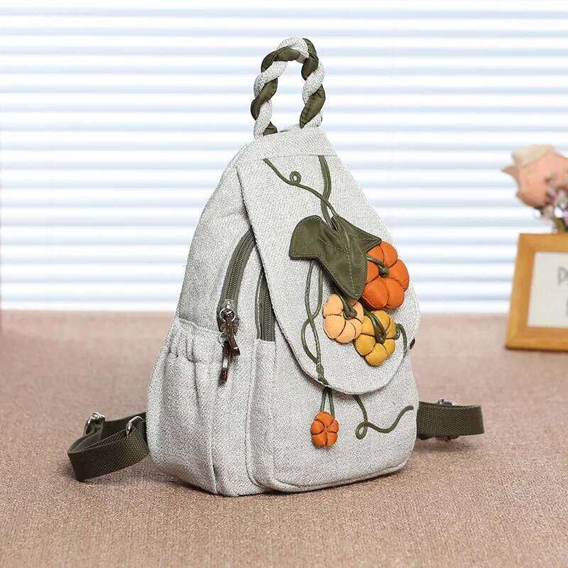 3D Pumpkin Pattern Women Travel High Quality Luxury Linen Female Fashion Prettry Style Girls Daypack Backpack Z260202