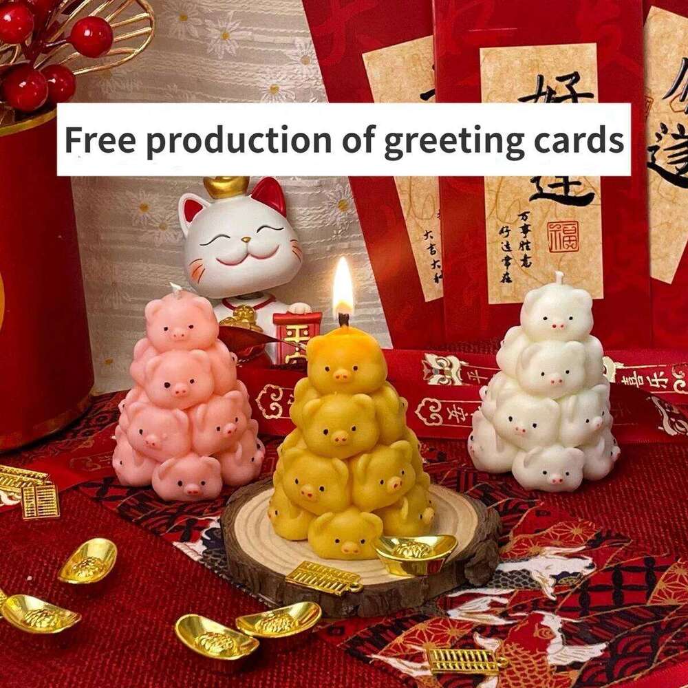 Pig Tower Aromatherapy Candle Spring Festival Birthday New Year for Girlfriend Friend Wedding Companion Gift S260204
