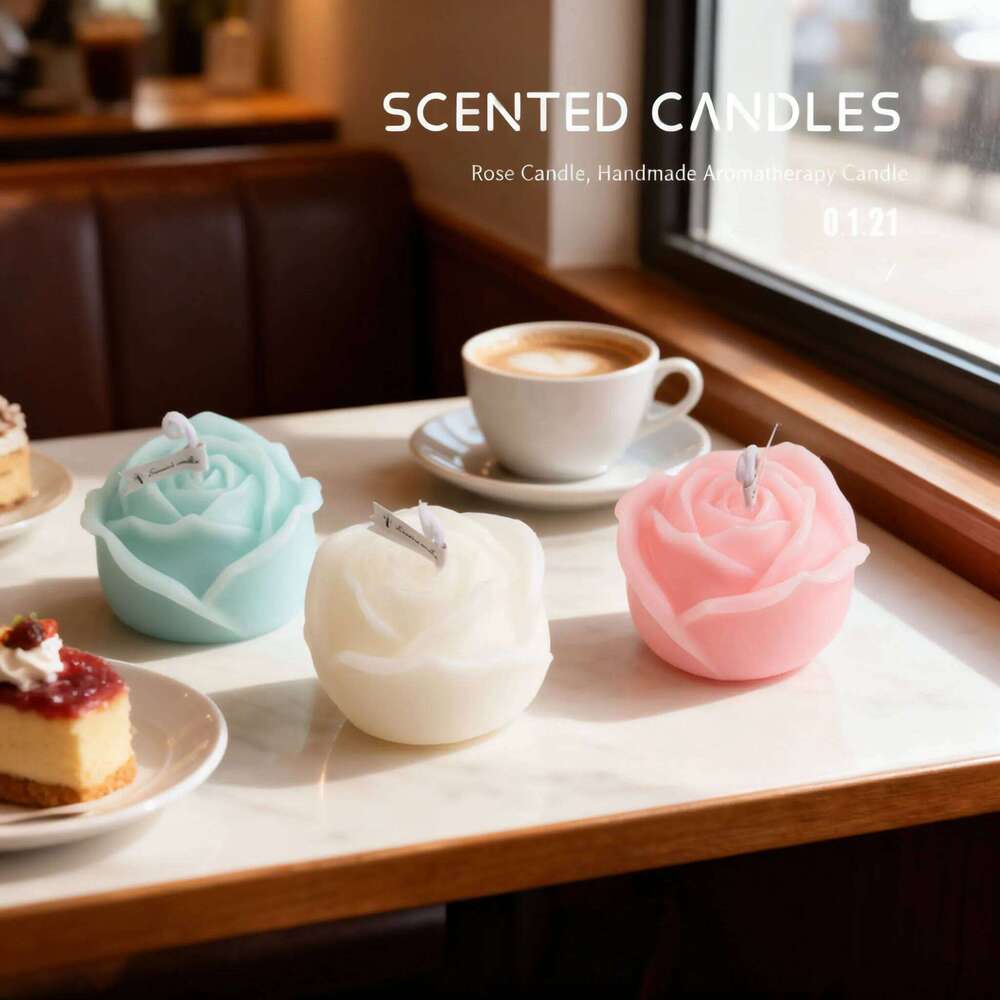 Rose Scented Set, Floral Shaped Aromatherapy Candle Gift for Wedding Bridal Shower Birthday Party, Creative Home Decor S260204