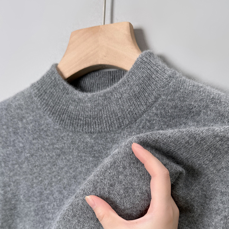 Premium 2026 Men's Cashmere Blend Mock Neck Sweater, Autumn Essential Layering Top, Long Sleeve Casual Knit for Everyday - view 7