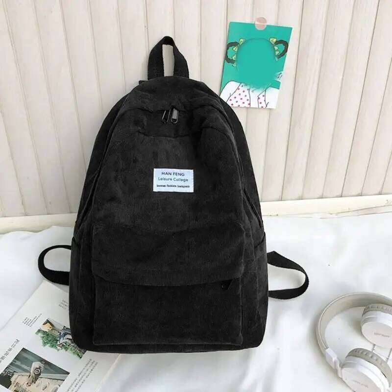 D46D Women Casual Corduroy Backpack with Pendant School Bag Travel College Daypack Female Girls Rucksack Handbags Z260204