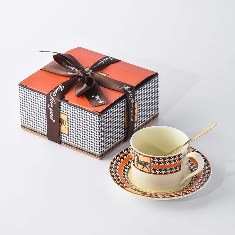 Ceramic Horse Motif Coffee Set Cup Saucer And Spoon Ceramic Mugs Office Water Cups Affordable Luxury Gifts