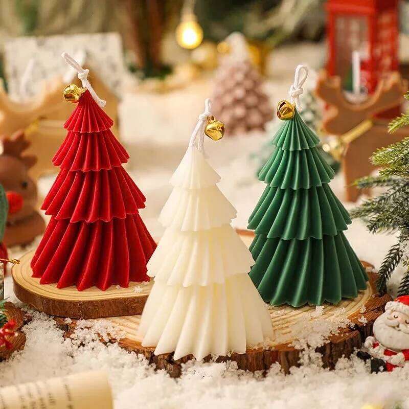 Christmas Tree Scented Candles Aromatherapy Candle Handmade DIY Xmas Gift Holiday Home Ornament S260204