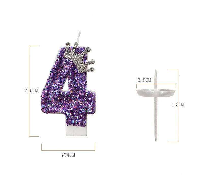 New handmade production Purple crown Birthday Candles number 0-9 Princess cake decoration candles Anniversary Party decorations S260204