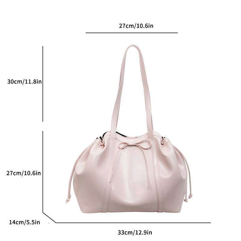 Luxury PU Leather Shoulder Fashion Trend Underarm Bag with Bow Large Capacity Commute Bags for Women 2025 Ladies Handbag C260204