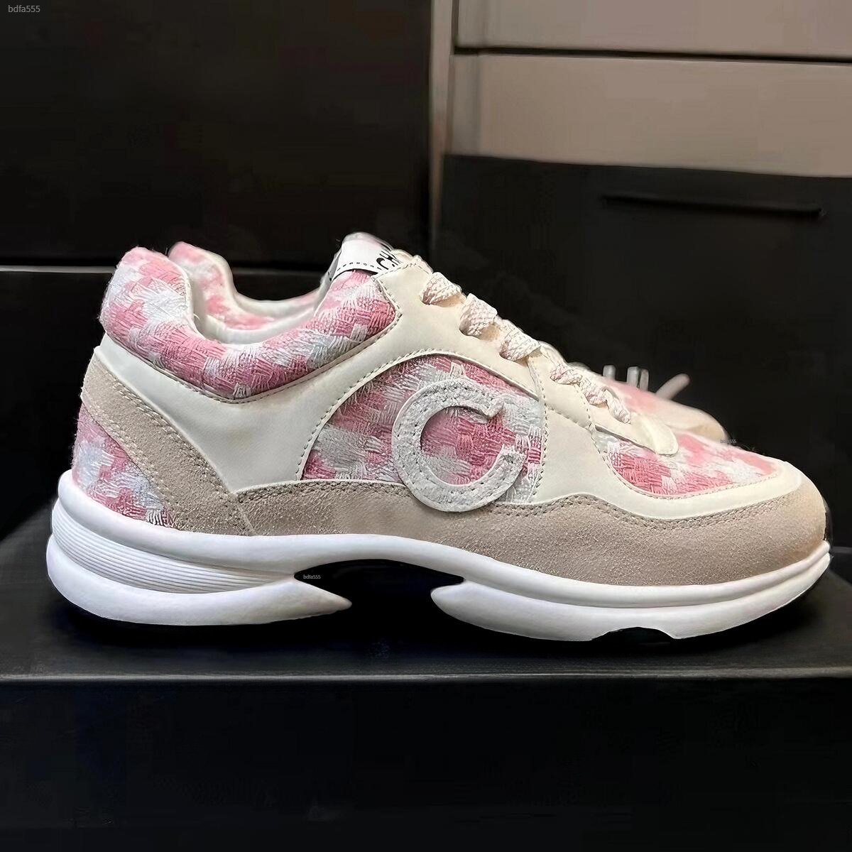 Designer Women casual Fashion sneaker Top quality Chunky shoes double Letter C design Stylist German army trainers chic style