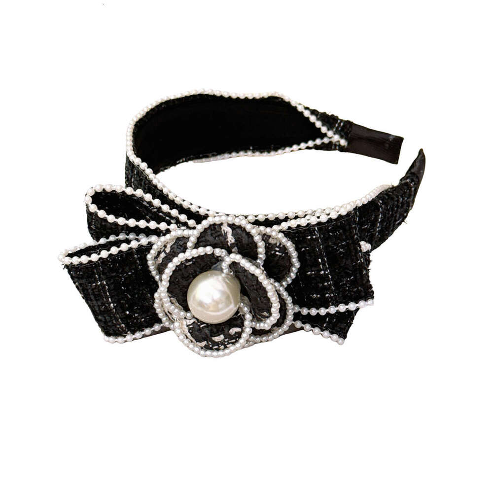 French Pearl Camellia Bow Hairband Style Elegant Korean High-end Headband Hair Accessory