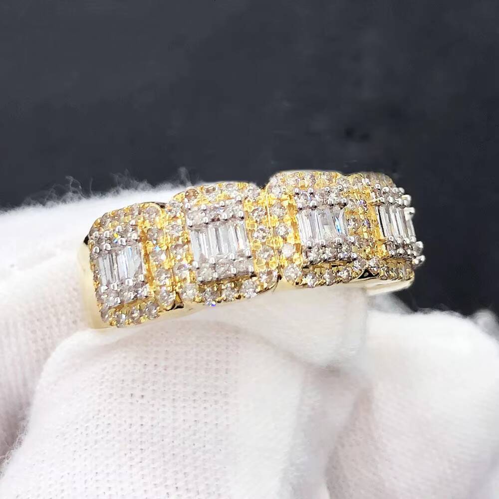 Custom Ring Karat 925 Sterling Silver Pass Diamond Tester Baguette Cut VVS Moissanite Woman Ring Iced Out Fine Jewelry Ring