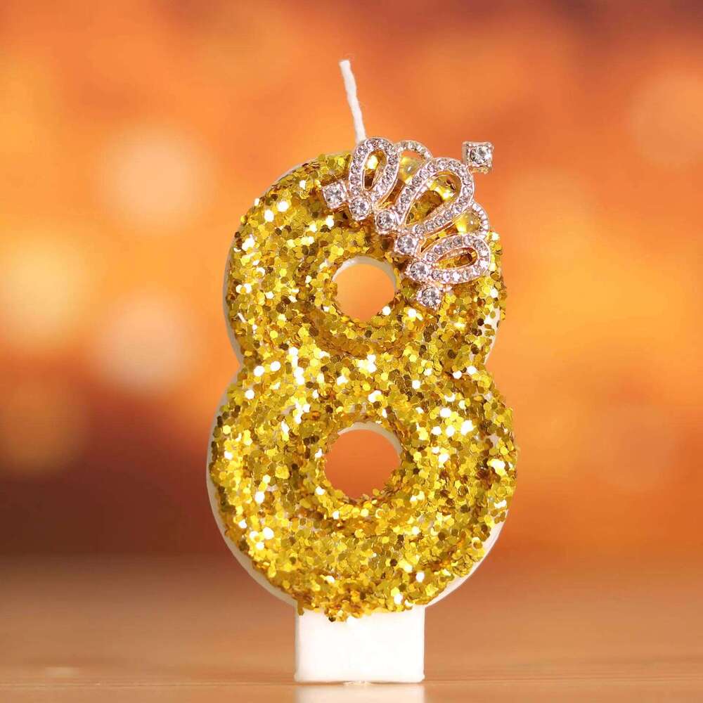 Digital Birthday Cake Crown Three-dimensional Gold Large Candle S260204